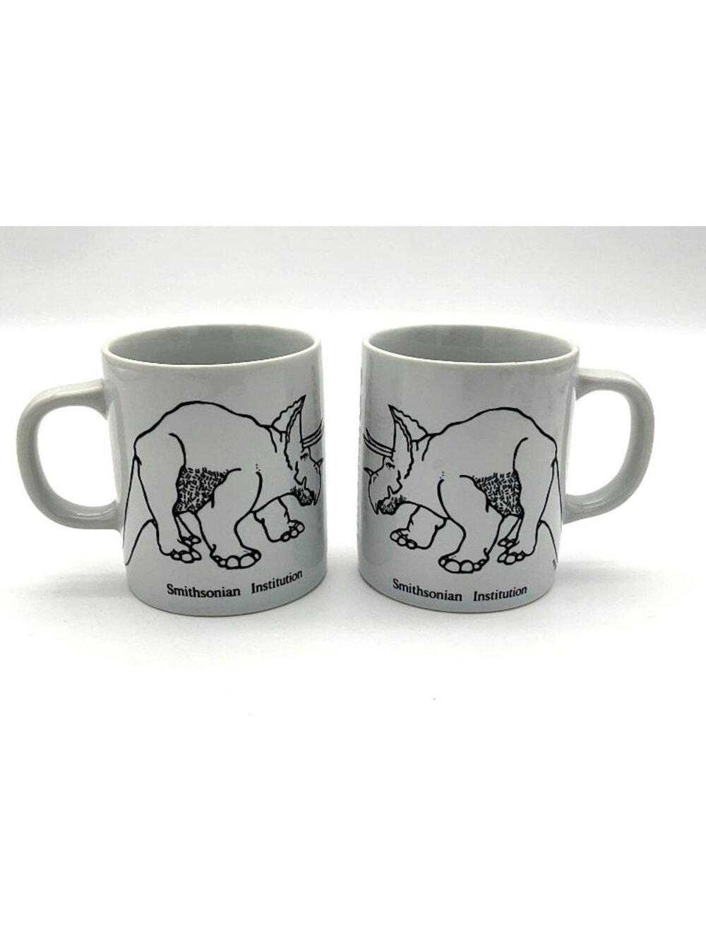 Smithsonian Institution Vintage Triceratops Black/White Sketch Ceramic Mugs